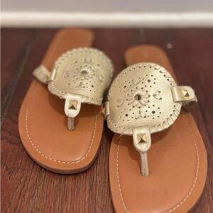 Jack Rogers Gold and Tan Sandals
